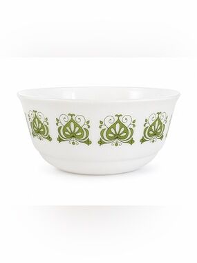 Vintage Schott Jena Mainz Bowl Green and White Floral 8”